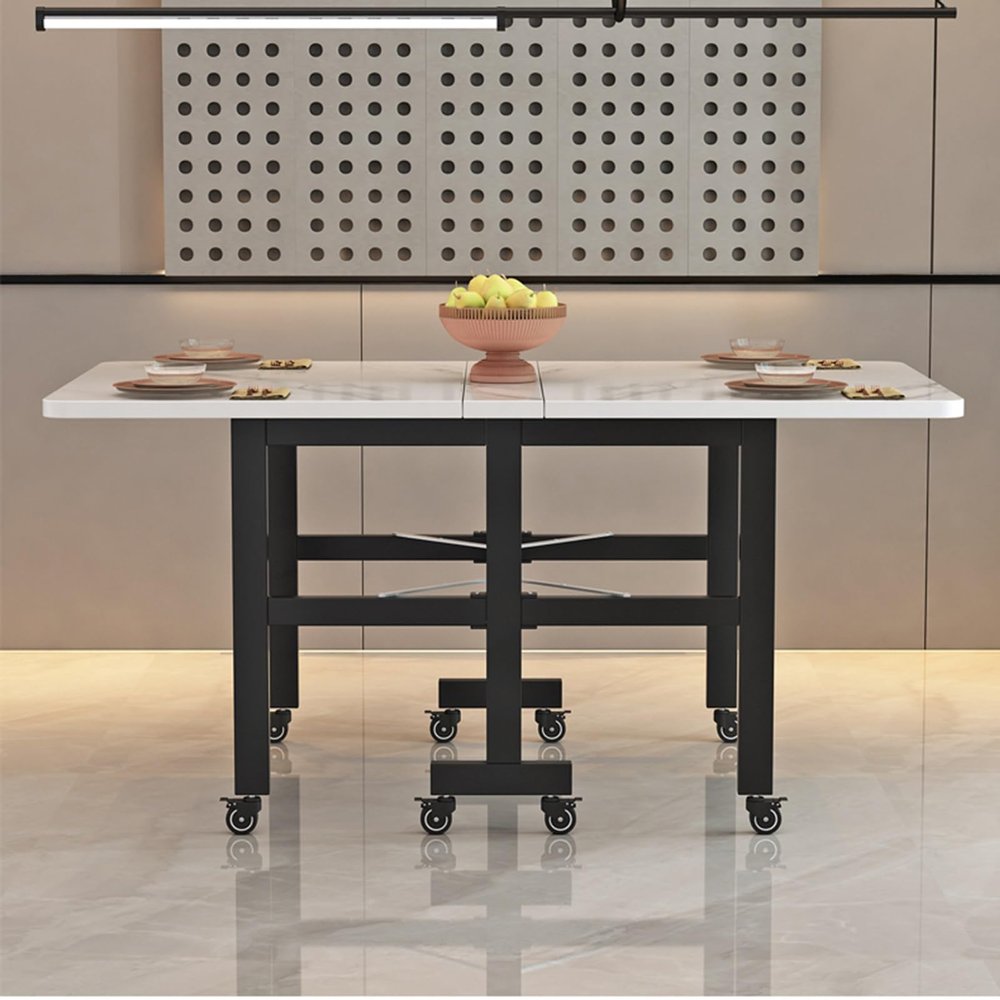 Retractable Fallen Leaf Folding Dining Table, Suitable For Small Spaces, With Universal Wheels, Space-saving Table, Extended Dining Table, Suitable For Kitchen, Bedroom And Dining Room ( Color : Color