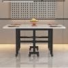 Retractable Fallen Leaf Folding Dining Table, Suitable For Small Spaces, With Universal Wheels, Space-saving Table, Extended Dining Table, Suitable For Kitchen, Bedroom And Dining Room ( Color : Color view 1