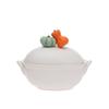 Boston International Porcelain Casserole Dish with Lid Fall Autumn Thanksgiving Deep Serving Dishes, Small, White with Pumpkin Accent view 1