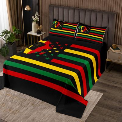Manfei Juneteenth Bedspread Twin Size,Pride African Freedom Western Coverlet Set,Girls Boys Women Room Decor,American Black Afro Girl Quilted Coverlet,Red Yellow Green Chic Bedding Quilt,1 Pillowcase