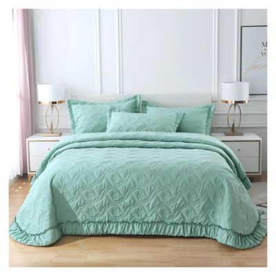 YIZUFU Cotton Solid Color Quilted Ruffled Bedspread Cover Bedspread Set Bed Sheet (Including Pillowcase),Bedding, 245X270cm, dxf-123