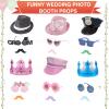 18 Pcs Fun Photo Booth Props Set for Adults, Novelty Funny Hats and Party Sunglasses, Colorful beards, Photo Booth Props Kit for Wedding, Bachelorette Party, Birthday, Costume, Events, All Occasions view 2