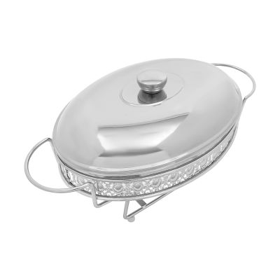 HAPPCUCOE Chafing Dish Buffet Set,2.11 Quart Stainless Steel Oval Food Warmer,Buffet Servers and Warmers for Wedding, Parties,Banquet,Buffets (Silver)