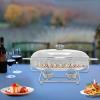 HAPPCUCOE Chafing Dish Buffet Set,2.11 Quart Stainless Steel Oval Food Warmer,Buffet Servers and Warmers for Wedding, Parties,Banquet,Buffets (Silver) view 4