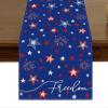 4th of July Patriotic Table Runner 13 x 72 Inch Burlap Memorial Day Independence Day Freedom Stars Indoor Kitchen Dining Outdoor Table Party Decoration ZQ15 Blue view 1