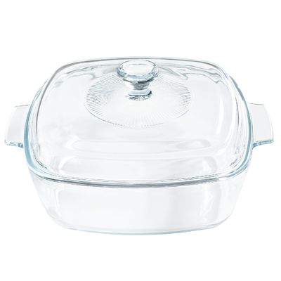 0.8L Small Tempered Glass Casserole Dish for Oven with Lid, Square Microwave Oven Baking Dish with Glass Lid