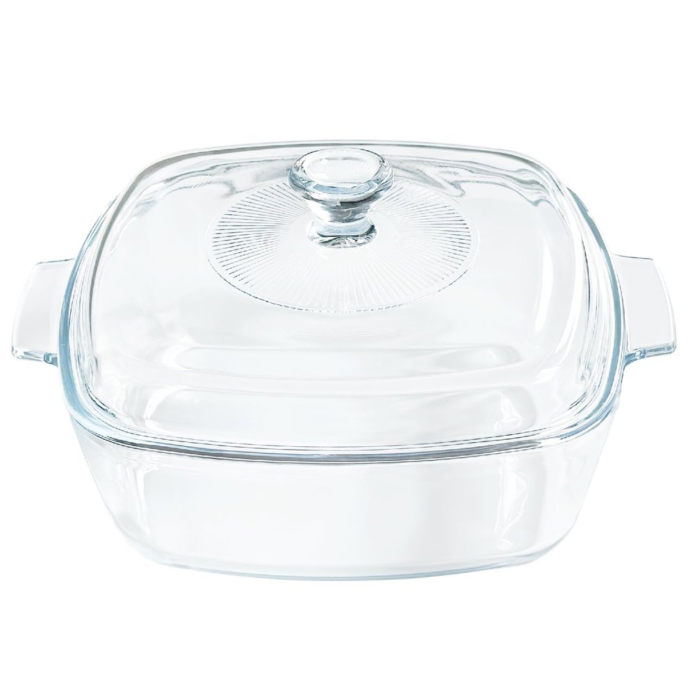 0.8L Small Tempered Glass Casserole Dish for Oven with Lid, Square Microwave Oven Baking Dish with Glass Lid
