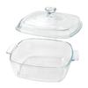 0.8L Small Tempered Glass Casserole Dish for Oven with Lid, Square Microwave Oven Baking Dish with Glass Lid view 2