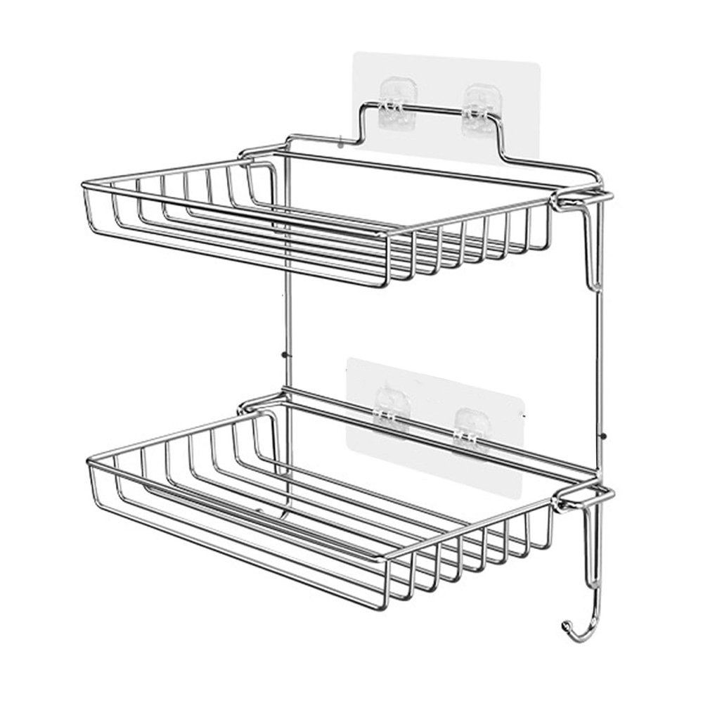 Haofy Bathroom Shelves Wall Mounted Kitchen Rack Organizer Strong Load Capacity, Folding Storage Rack 2 Tier, Easy to Install, Space Saving for, Multi Purpose