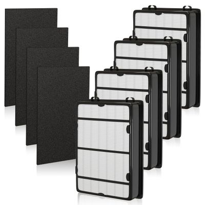 NISHCON HAPF600 Filter Replacement for Holmes True HEPA Filter B Replace HAPF600D, HAP615, HAP625, HAP650, HAPF600D-U3, HAP725, HAP750, HAP1725 HAP1750, 4 PCS True HEPA Filter and 4 PCS Pre Filter