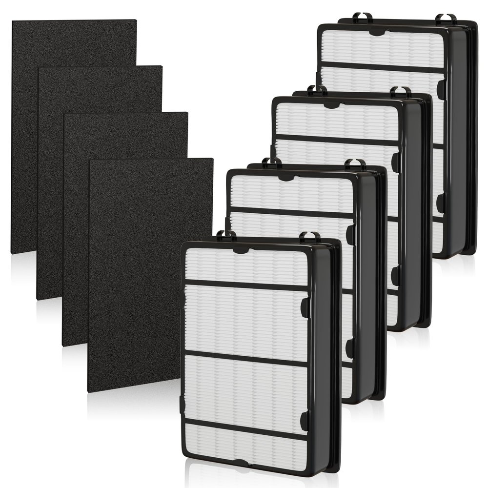 NISHCON HAPF600 Filter Replacement for Holmes True HEPA Filter B Replace HAPF600D, HAP615, HAP625, HAP650, HAPF600D-U3, HAP725, HAP750, HAP1725 HAP1750, 4 PCS True HEPA Filter and 4 PCS Pre Filter