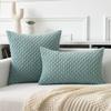 Kevin Textile Throw Pillow Covers Soft Corduroy Decorative Set of 2 Boho Striped Pillow Covers Pillowcases Farmhouse Home Decor for Couch Bed Sofa Living Room 16x16 Inch Dusty Green view 4