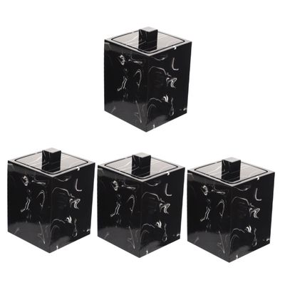 NPQPNAFC 4pcs Organization Toiletries Makeup Ball Organizing Organizer Black Holder Square Salts Qtips Toothpick Swab Cosmetic Marble Storage Pad Resin Case Cotton Bath for Marbling Boxes