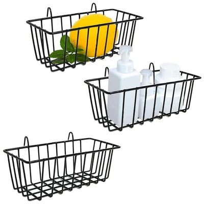 Jkjhbhged 3 Pcs Wire Baskets,Wall Grid Panel Hanging Wire Basket,Wall Storage and Display Basket for Cabinet & Pantry Organization