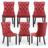 YICORPS Velvet Dining Chairs Set of 6 Upholstered Tufted Dining Room Chair Kitchen Side Chairs with Nailhead Trim and Wood Legs for Dining Room,Restaurant(Wine Red) view 1