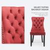 YICORPS Velvet Dining Chairs Set of 6 Upholstered Tufted Dining Room Chair Kitchen Side Chairs with Nailhead Trim and Wood Legs for Dining Room,Restaurant(Wine Red) view 4