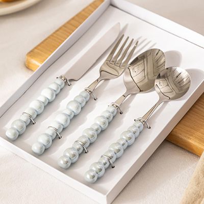 24-Piece Flatware Set, Service for 6Steak cutlery set with knife, fork, and spoon, stainless steel Western-style single-person high-beauty three-piece complete set