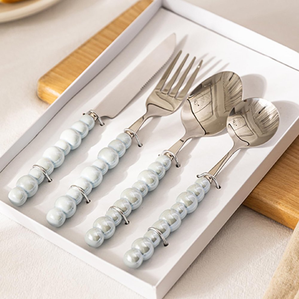 24-Piece Flatware Set, Service for 6Steak cutlery set with knife, fork, and spoon, stainless steel Western-style single-person high-beauty three-piece complete set