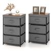 GOFLAME Fabric Dresser Set of 2 with 3 Drawers, Nightstand for Bedroom, Bedside Table with Removable Fabric Bins & Handles, End Table, Sofa Side Table for Living Room, Entryway, Grey & Rustic Brown view 1