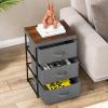 GOFLAME Fabric Dresser Set of 2 with 3 Drawers, Nightstand for Bedroom, Bedside Table with Removable Fabric Bins & Handles, End Table, Sofa Side Table for Living Room, Entryway, Grey & Rustic Brown view 2