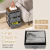 GOFLAME Fabric Dresser Set of 2 with 3 Drawers, Nightstand for Bedroom, Bedside Table with Removable Fabric Bins & Handles, End Table, Sofa Side Table for Living Room, Entryway, Grey & Rustic Brown view 4