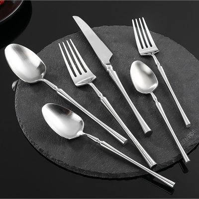 304 stainless steel flatware set for 8,slim waist high-end home dining cutlery, dessert knife, fork, spoon with extended thick handle tableware set