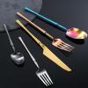 304 stainless steel flatware set for 8,slim waist high-end home dining cutlery, dessert knife, fork, spoon with extended thick handle tableware set view 2