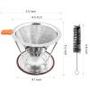 X-VESOLJE Pour Over Coffee Dripper, Paperless Pour Over Coffee Filter, Reusable Pour Over Coffee Maker Set, Dual-Layer Stainless Steel Cone Filter, Detachable Dripper Stand, Single Cup Brewer 1-2 Cup view 2