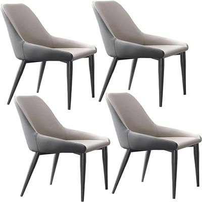 ELEFOCUS Curved Backrest Design Dining Chair, Kitchen Chairs Set of 4, Technological Fabric Chair Cover Side Chair, Makeup Chair(Size:49x50x83cm,Color:Beige-)