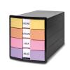 HAN Impuls 2.0 Drawer Box with 4 Closed Drawers for DIN A4/C4 Including Labelling Labels, Pull-Out Lock, Furniture Friendly Rubber Feet, Premium Quality, 1012-139, Black/Pastel view 1