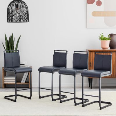 Lecut Modern Counter Height Barstools Set of 4,25" H Leather Upholstered Bar Stools with Back and Gold Metal Frame,Bar Stools for Kitchen Island,Pub,Home Bar