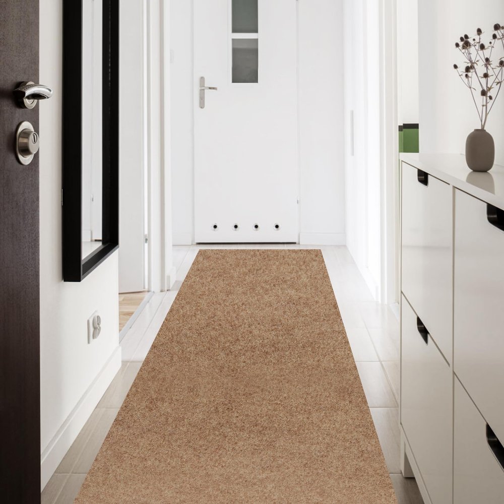 PENFHF Custom Size Runner Rug 2' x 79' Rubber Backing Non-Slip for Hallway Entryway Laundry Stair Bathroom Kitchen Indoor Outdoor Area Rug Carpet, Beige