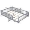 Bellemave Floor Bed Full Size Montessori Bed Frame with Fence and Door, Wooden Full Platform Bed for Kids, Boys Girls, Solid Wood Full Bed, No Box Spring Needed (Grey) view 2