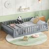 Bellemave Floor Bed Full Size Montessori Bed Frame with Fence and Door, Wooden Full Platform Bed for Kids, Boys Girls, Solid Wood Full Bed, No Box Spring Needed (Grey) view 4