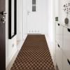 PENFHF Custom Size Runner Rug 4' x 8' Rubber Backing Non-Slip for Hallway Entryway Laundry Stair Bathroom Kitchen Indoor Outdoor Area Rug Carpet, Brown Checkered view 1