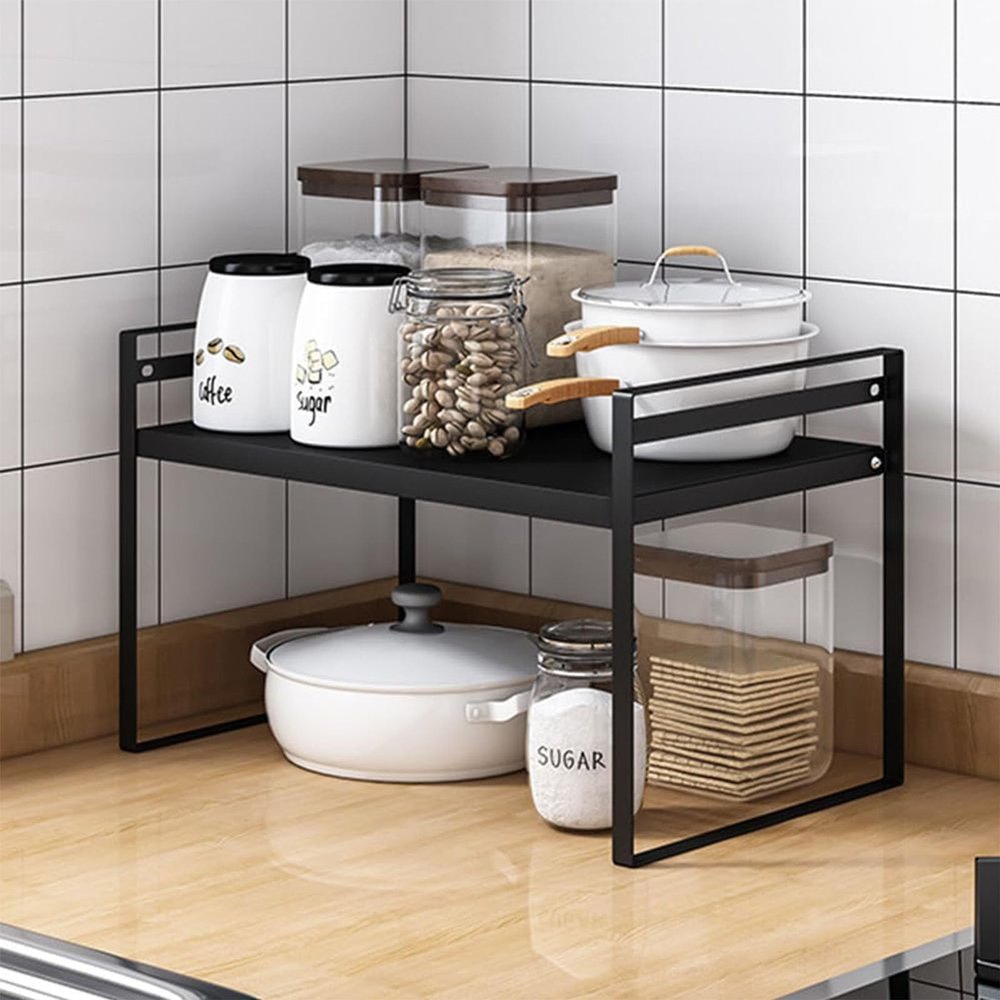 HomeLoft Basics Extendable Kitchen Cupboard Shelf Expandable Storage Rack Shelf Kitchen Shelf Organiser,Spice Racks,Cupboard Shelf,Suitable for Home and Kitchen Storage