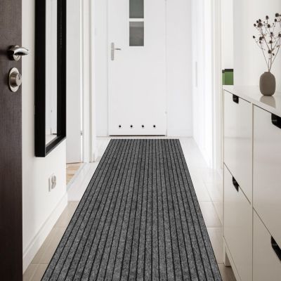 PENFHF Custom Size Runner Rug 4' x 73' Rubber Backing Non-Slip for Hallway Entryway Laundry Stair Bathroom Kitchen Indoor Outdoor Area Rug Carpet, Grey Strip