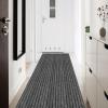 PENFHF Custom Size Runner Rug 4' x 73' Rubber Backing Non-Slip for Hallway Entryway Laundry Stair Bathroom Kitchen Indoor Outdoor Area Rug Carpet, Grey Strip view 1