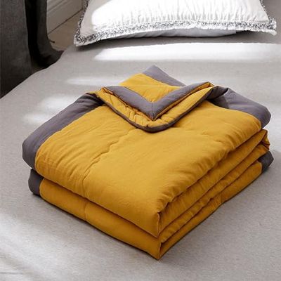 ATHNO Ultimate Cooling Blanket,Silk Cooling Blanket for Hot Sleepers-Filling Cotton,Breathable Lightweight All-Season Throw for Night Sweats (Machine Washable) (Yellow,78.74 * 86.61in)