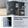 FocusOnHome Kitchen Cart with Rubber Wood Drop-Leaf Countertop,Cabinet Door Internal Storage Racks,Kitchen Island on 5 Wheels with Storage Cabinet and 3 Drawers for Dinning Room, Grey Blue view 4