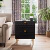Clihome Black Nightstand,High Gloss End Table with Metal Legs,2-Drawer Sofa Side Table for Living Room,Bedroom view 1