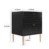 Clihome Black Nightstand,High Gloss End Table with Metal Legs,2-Drawer Sofa Side Table for Living Room,Bedroom view 2