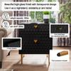 Clihome Black Nightstand,High Gloss End Table with Metal Legs,2-Drawer Sofa Side Table for Living Room,Bedroom view 4