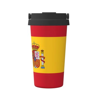 WANGHAHA Spanish Flag Print Thermal Coffee Tumbler Stainless Steel Reusable Coffee Mug,Gift For Men Women