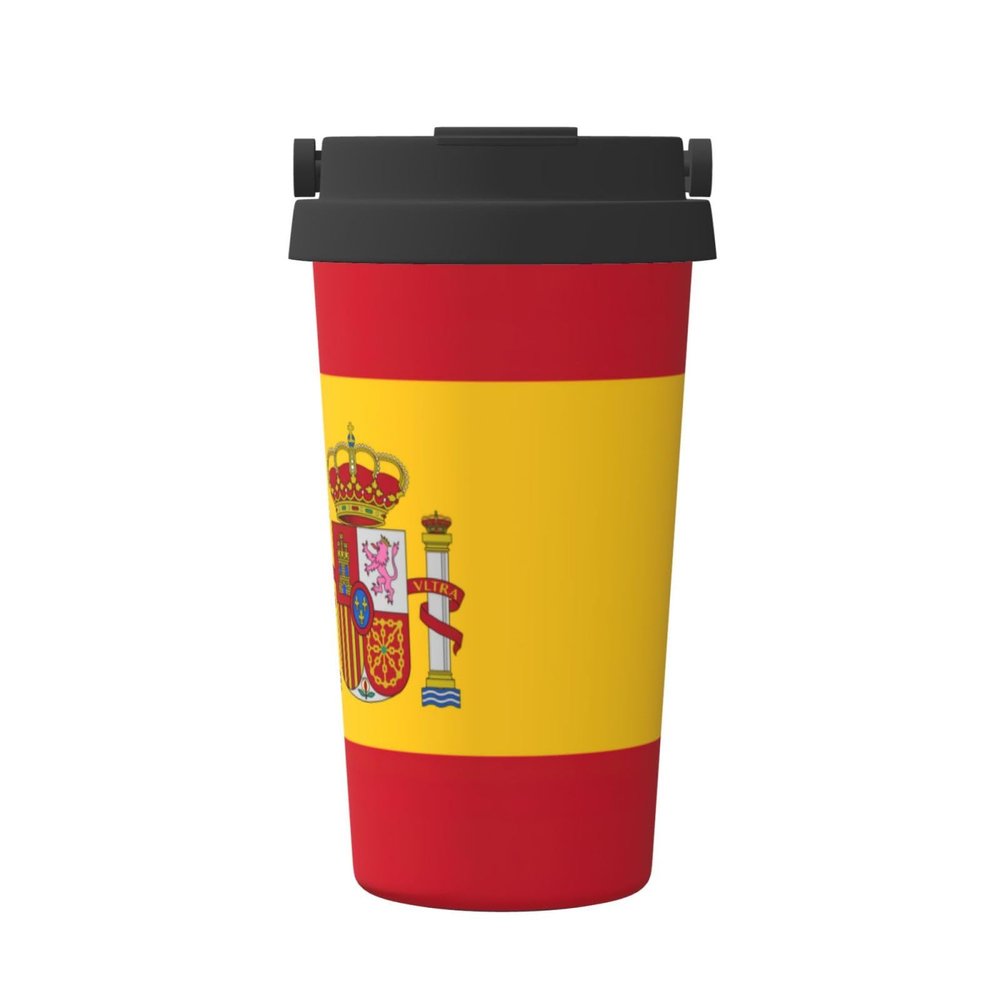 WANGHAHA Spanish Flag Print Thermal Coffee Tumbler Stainless Steel Reusable Coffee Mug,Gift For Men Women