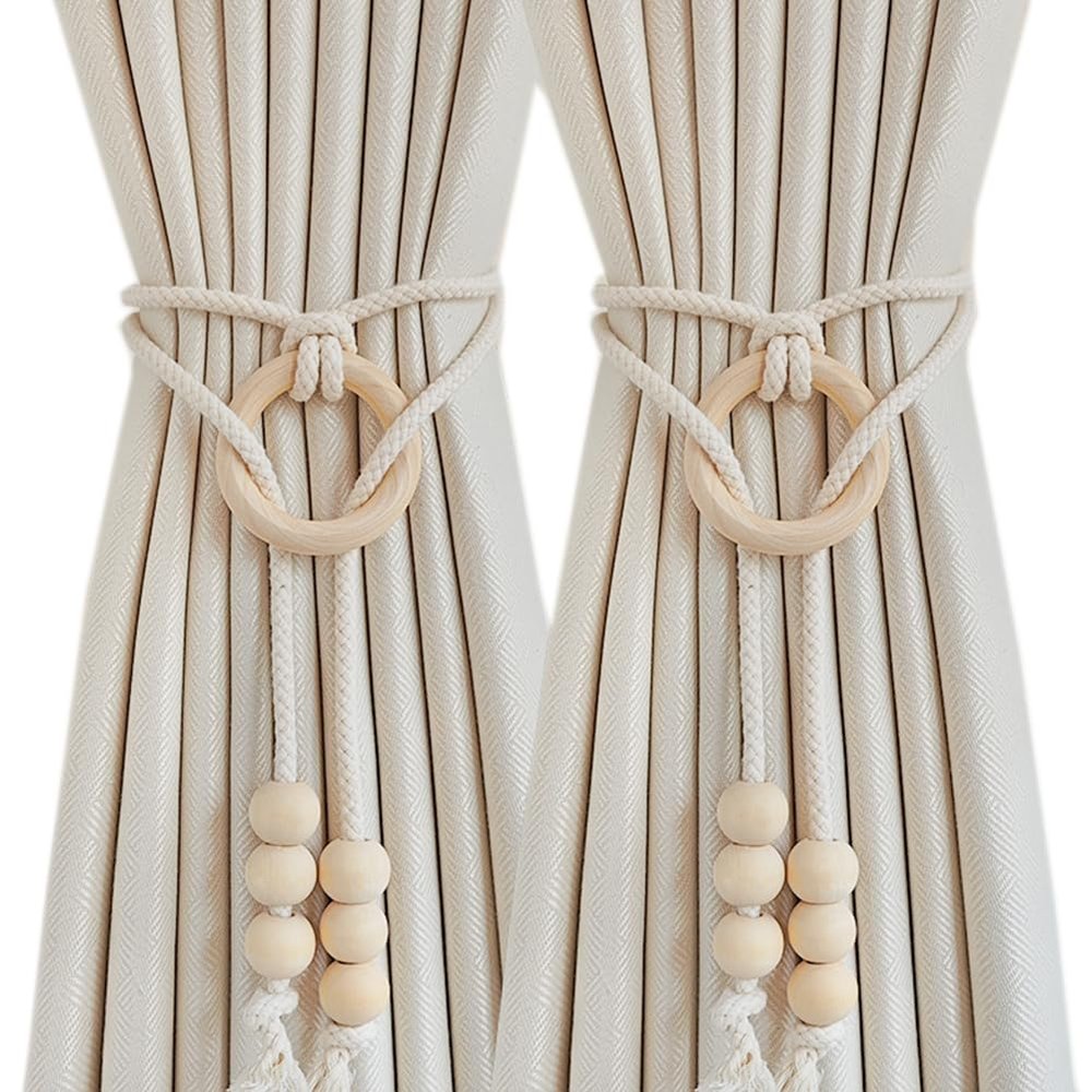 1 Pair Simple Curtain Tiebacks Rope Living Room Tassels Curtain Tiebacks Drapery Curtain Buckle Tieback Holdbacks (Style-2)