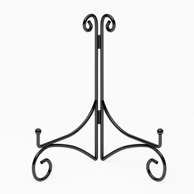 HEMYLU Plate Display Stands with Hinged Folding Design, 8 Inch Picture Frame Stand for Tables, Decorative Easels for Plates, Photos, Cards and Books, 8 Black