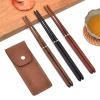 MEELYHOME Foldable Chopsticks Travel Friendly Chopsticks with Leather Case Wood Tablewares Convenient Utensils for Outdoor Use, 20.8CM view 4