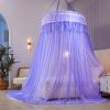 Walkervo Bed Canopy for Girls & Adults Large Elegant Double Layer Bed Curtain Canopy Drapes Round Dome Lace Princess Canopies Netting with LED Lights for Single to Double Bed, Purple view 3