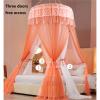 Walkervo Bed Canopy for Girls & Adults Large Elegant Double Layer Bed Curtain Canopy Drapes Round Dome Lace Princess Canopies Netting with LED Lights for Single to Double Bed, Purple view 4